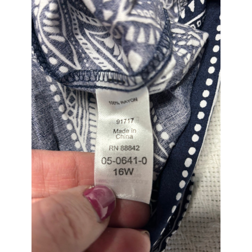 ‼️🙌‼️ Woman Within Tribal Navy & White Flounce Bodice Cullotte Jumpsuit Size 16W - Picture 8 of 12